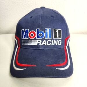 Mobil 1 Racing #12 Jeremy Mayfield NASCAR Navy Stripe Hook & Loop Baseball Cap